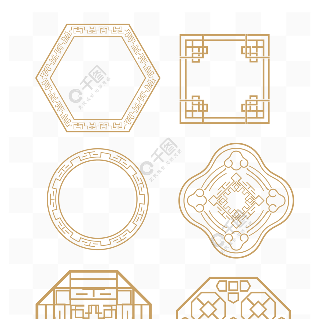 中國古典傳統紋樣元素邊框