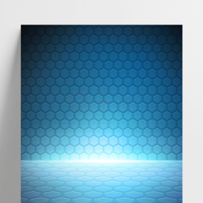 几何蜂巢金属质感背景蓝色科技感光线背景