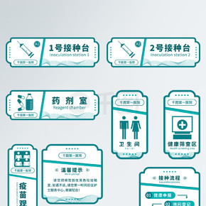 矢量医院医疗健康疫苗接种现场vi导视牌