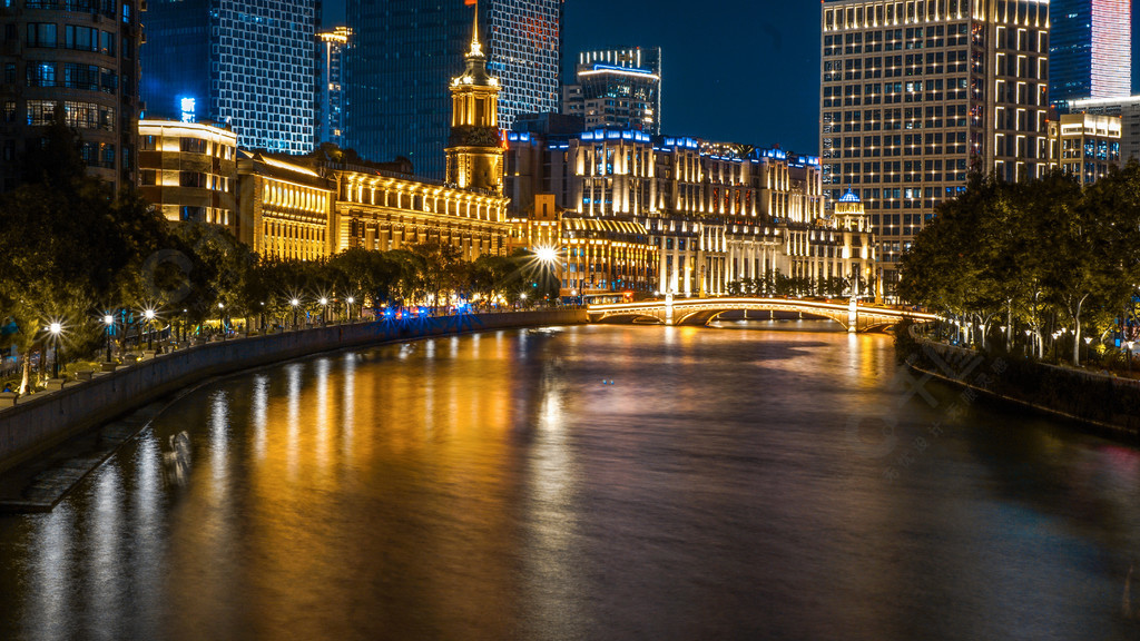 上海蘇州河城市夜景