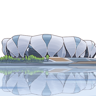 杭州亚运会建筑插画图片