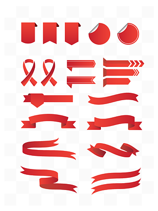 红色丝带彩带装饰电商促销活动横幅标题标签