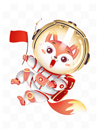 卡通<i>动</i><i>物</i>小狐狸宇航员形象IP航天员太空人