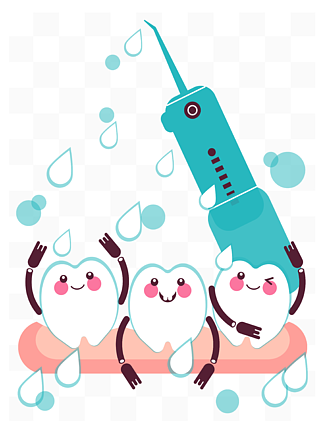 医美美容卡通抽象刷牙元素洁齿冲牙器元素