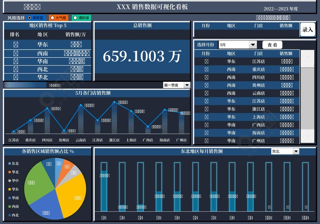 销售数据可视化看板1.0 模板免费下载_xlsx格式_编号43865289-千图网