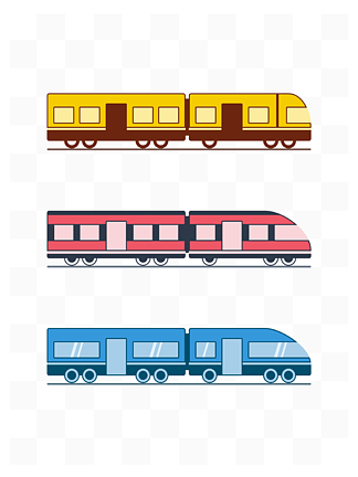 卡通矢量彩色公共交通工具火车车厢插画元素