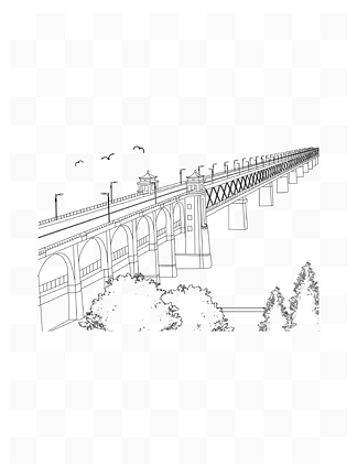 儿童手绘武汉长江大桥图片