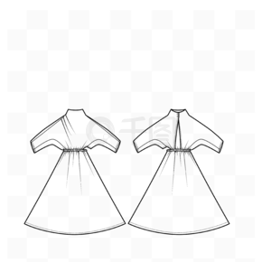 露背连衣裙款式图优雅合体连衣裙款式图针织紧身连衣裙款式图荷叶边