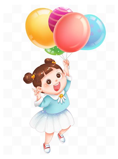 194194六一儿童节小女孩手拿彩色气球卡通海报素材194146100卡通可爱
