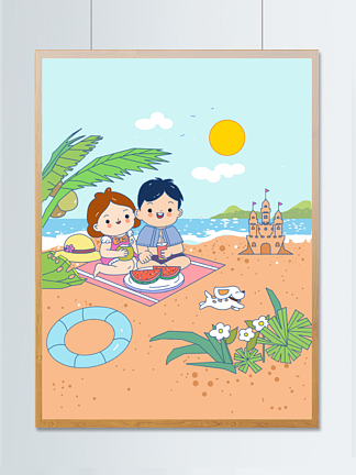 夏日海滩热休闲生活度假方式<i>季</i>节避暑卡通画