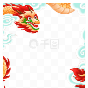 中国风祥云龙腾边框相框古典云彩纹样装饰