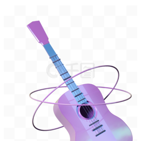 3D插画海报素材酸性乐器吉他