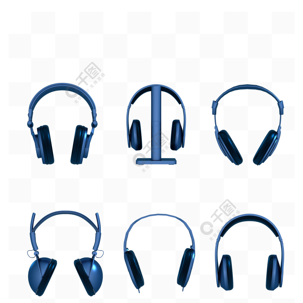 c4d蓝色金属科技风超写实耳机