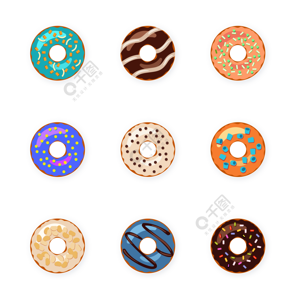 甜点美食平台商户常用icon多彩甜甜圈