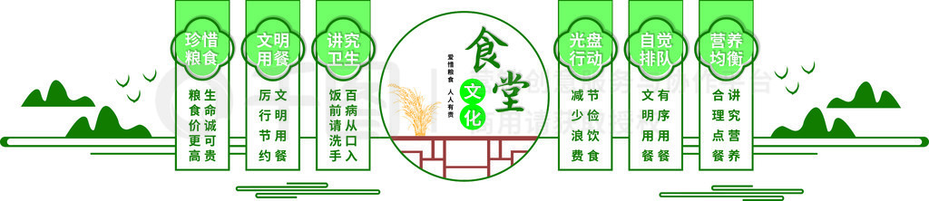 廉政机关单位学校饭堂餐厅饮食文化造型墙