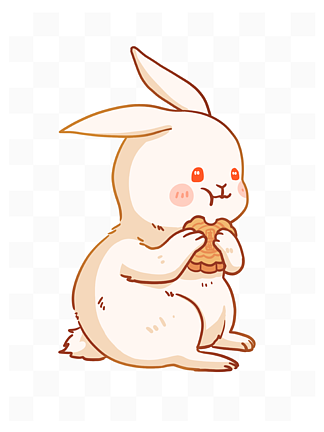 中秋节卡通兔子吃月饼免抠PNG元素
