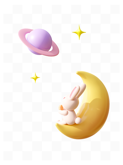 兔子坐在月亮上的画图片