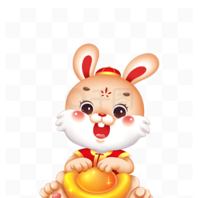 春节新年卡通可爱财神元宝兔年兔子IP形象