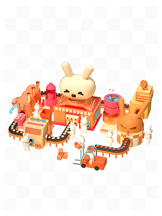 中秋节兔子造月饼工厂