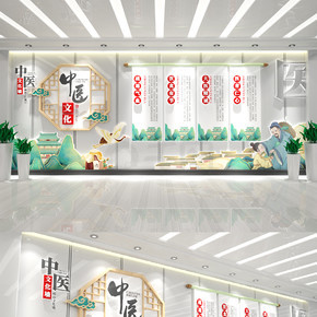原创3D立体国潮壁画中国风中医文化墙模板