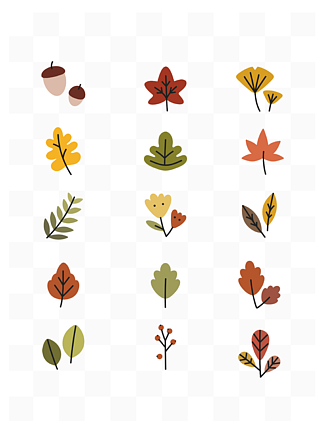 秋天叶子素材 橙色卡通叶子元素