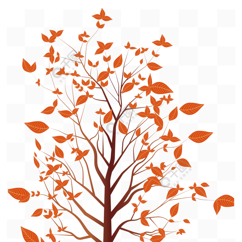 绘制秋天落叶树枝