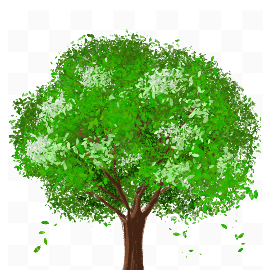 手绘层次感绿叶大树