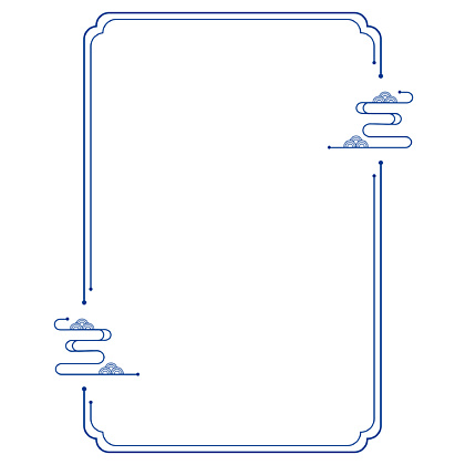 古韻大氣瑞鶴祥雲紋免費元素背景雲紋邊框方形圓形中國風二方連續邊框