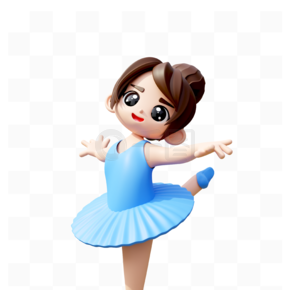 3D立体免抠卡通人物IP形象舞蹈跳舞芭蕾