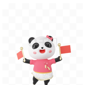 3d立体国庆吉祥物卡通熊猫模型