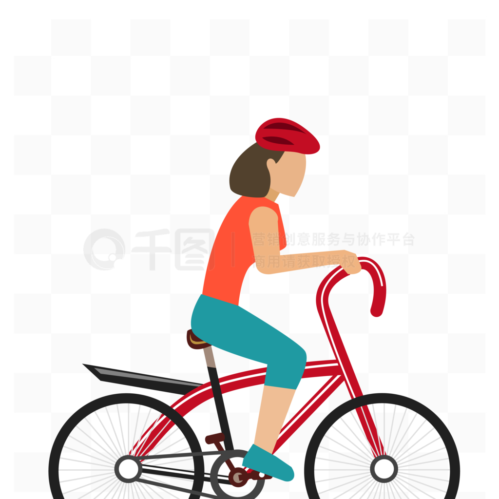 矢量卡通自行车手自行车运动员元素