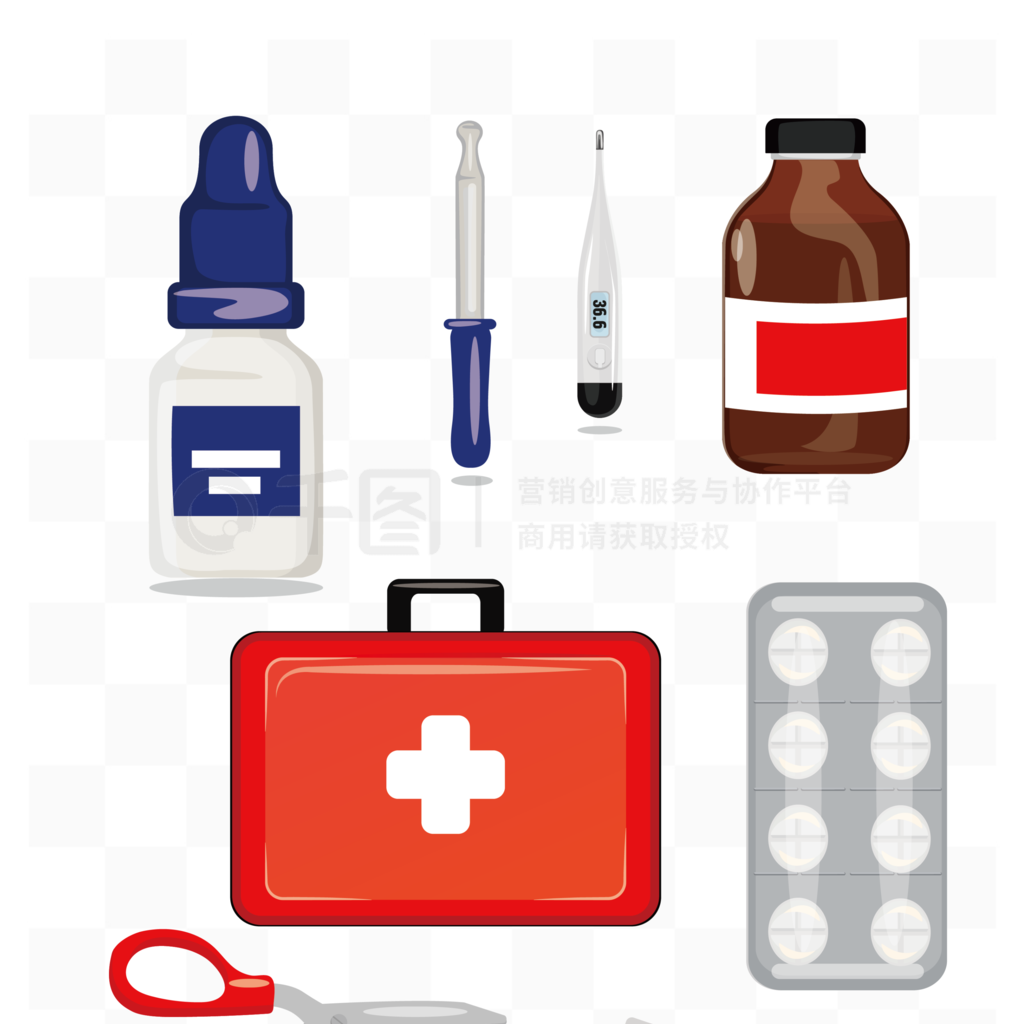 医院医护用品急救设备药品药物矢量元素