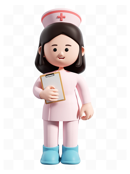 3d立体卡通风女护士ip人物角色模型素材