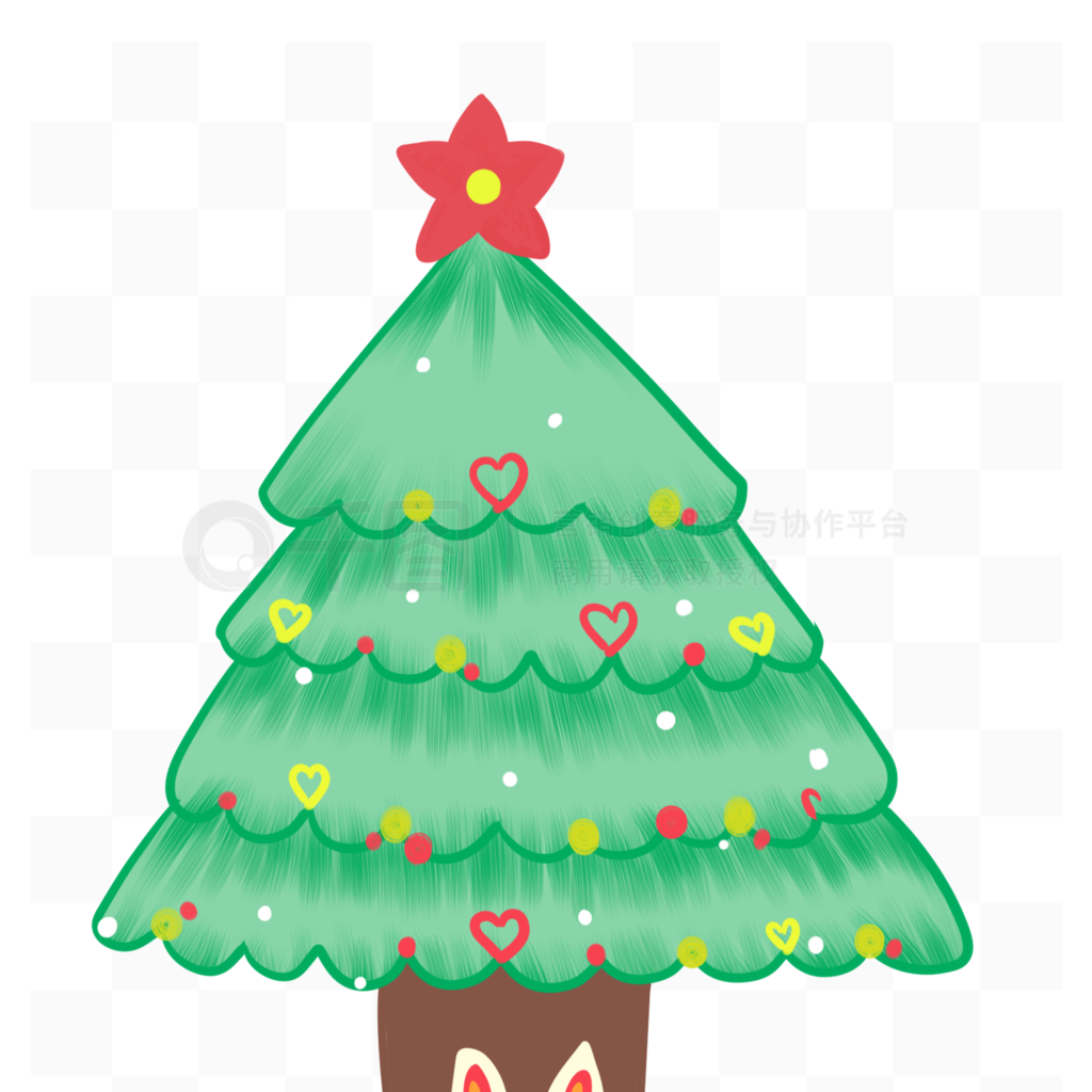 圣诞节圣诞树雪花爱心兔子绿色植物树木红星