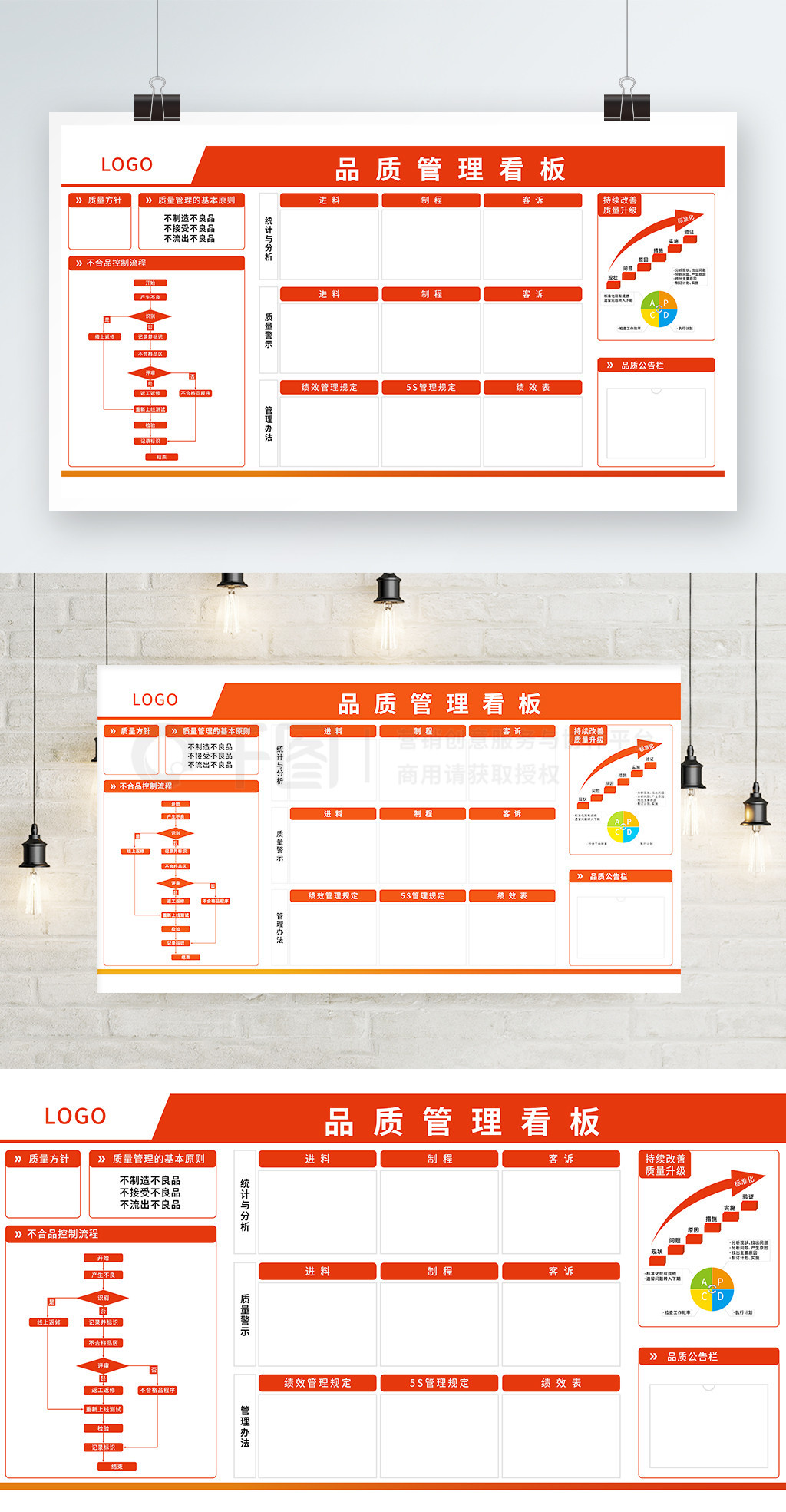 红色车间质量品质管理看板