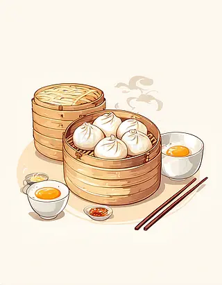 蒸笼素描画图片