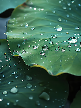 荷叶滴水图片唯美句子图片