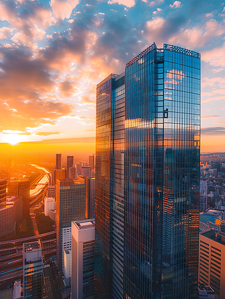 城市夕阳风景照图片