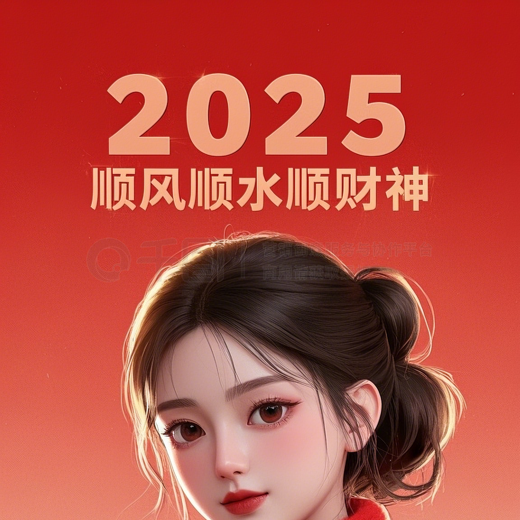 ͷ廭廭3dȾë׵Ļ棬дţ2025 Ӵ壬С֡˳˳ˮ˳񡱣ŮٶƯβ裬ɫë£ɫΧ˫״̬壬ģɫ䱳