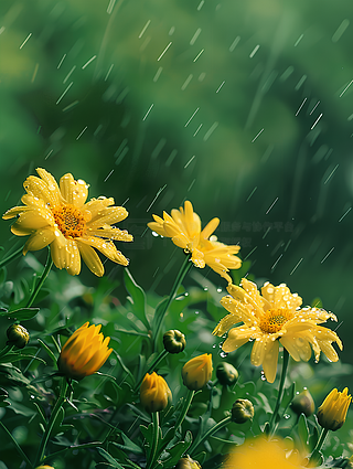 雨中野菊花图片图片