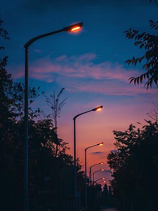 路灯下的风景图片