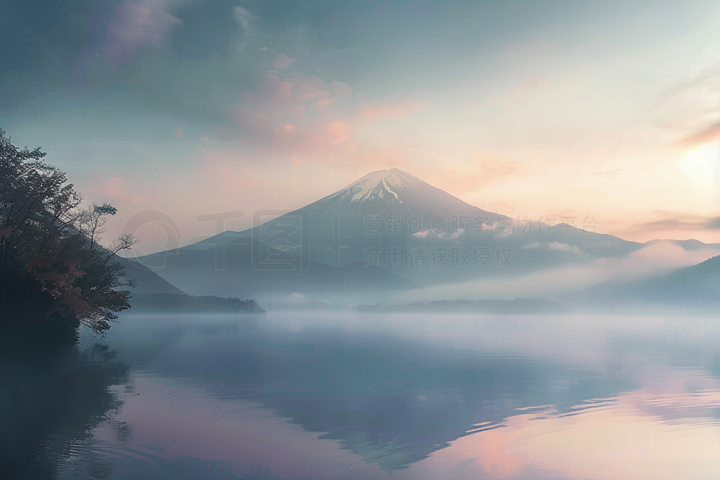 mt. fuji over a foggy lake - view ȥåեȤȻԼʿɽˮľ峿ȻҵƬ