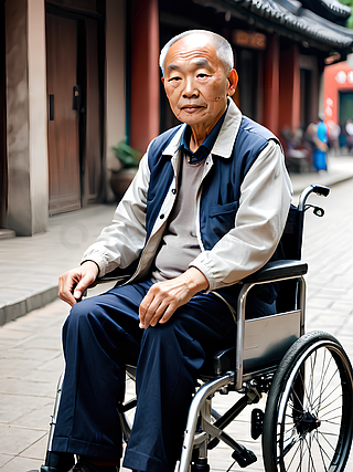 中国坐轮椅的大人物图片