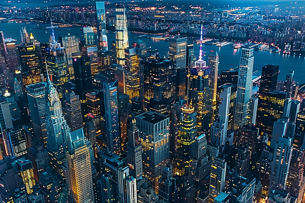 aerial view of new york city skyline at night - view ȥåեȤȻִзҹ߸¥úҵƬ