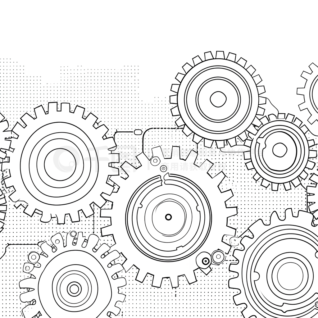 齿轮AI数字艺术-绘制线条的齿轮形成白色背景插画-AI平面元素免费下载_png格式_2784像素_编号69559434-千图网