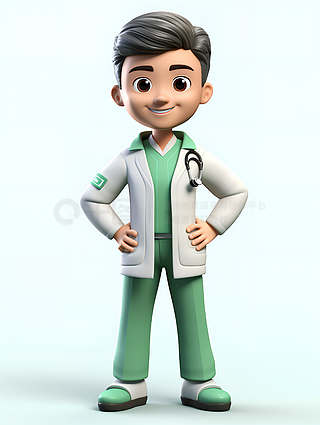 人物形象牙医手术绿色手术服男医生护士节护士医生医疗3d插画穿着手术