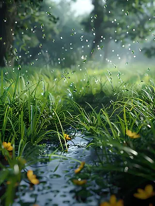 大雨天小草风景图片图片