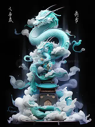 龙绕柱子的图片 画法图片