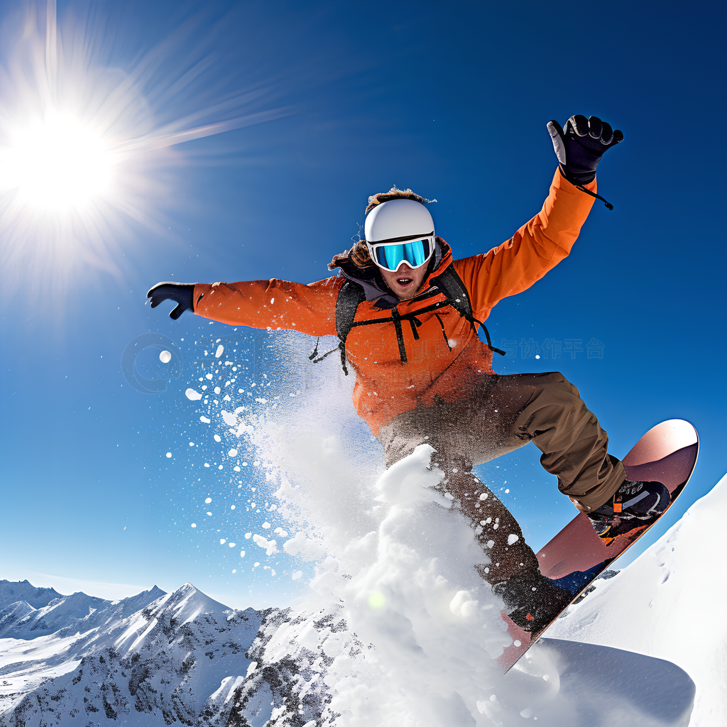 运动人像摄影滑雪运动员滑雪场景摄影图