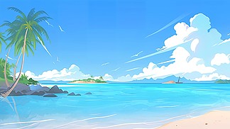 夏日场景元素插画海滩
